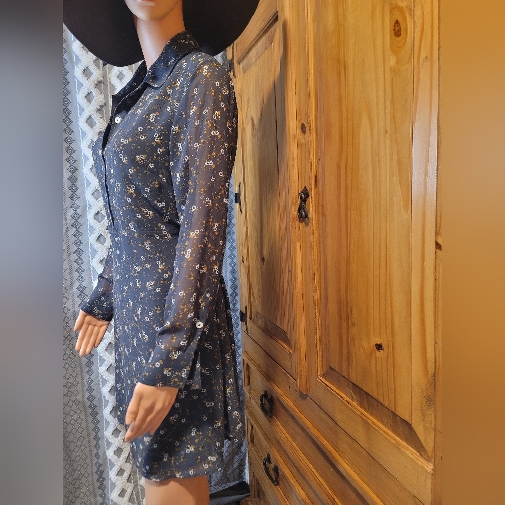 Frank‎ And Oak Floral Dark Grey Dress - Picture 3 of 6